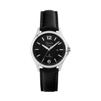 Alexandre Christie ALCW1029LDLSSBA Black Dial Leather Strap Women Watch